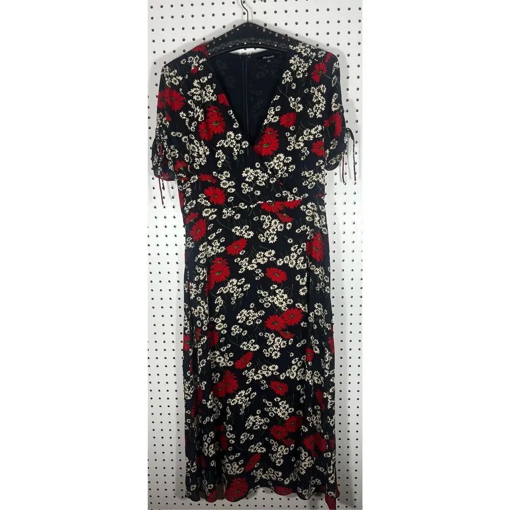 Madewell Hillside Daisies Peekaboo Sleeve Midi Dress size 6
